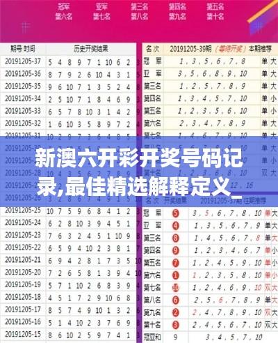 新澳六開彩開獎號碼記錄,最佳精選解釋定義_SP1.408