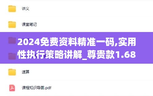 2024免費(fèi)資料精準(zhǔn)一碼,實(shí)用性執(zhí)行策略講解_尊貴款1.684