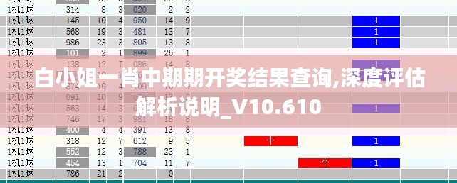 白小姐一肖中期期開獎結果查詢,深度評估解析說明_V10.610