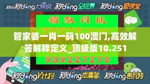 管家婆一肖一碼100澳門,高效解答解釋定義_頂級版10.251