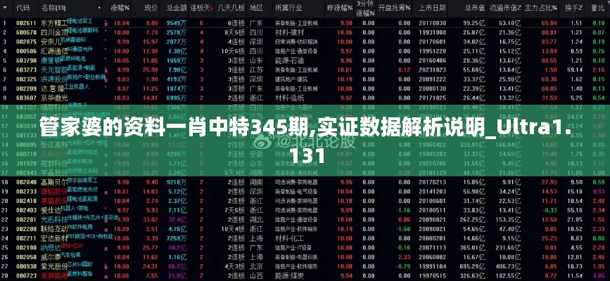 管家婆的資料一肖中特345期,實證數(shù)據(jù)解析說明_Ultra1.131