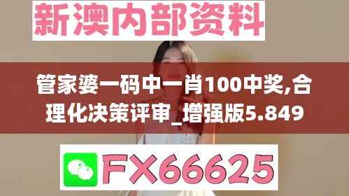 管家婆一碼中一肖100中獎,合理化決策評審_增強版5.849