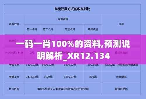 一碼一肖100%的資料,預(yù)測說明解析_XR12.134