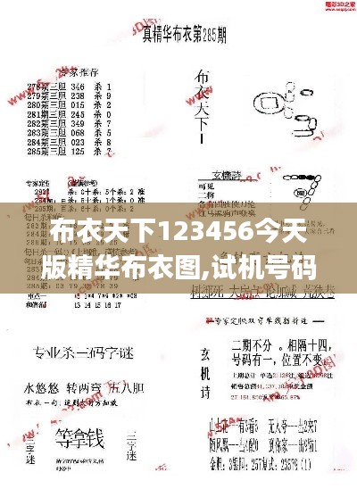 布衣天下123456今天版精華布衣圖,試機(jī)號(hào)碼,確保問(wèn)題說(shuō)明_RX版7.205