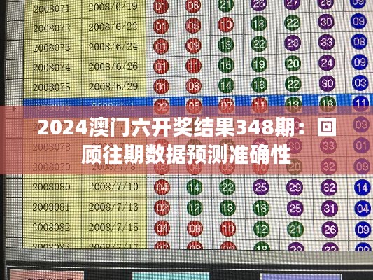 2024澳門六開獎結(jié)果348期：回顧往期數(shù)據(jù)預(yù)測準確性