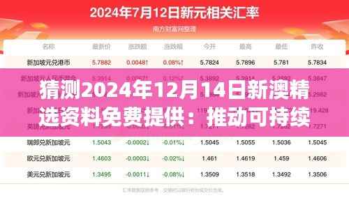 猜測(cè)2024年12月14日新澳精選資料免費(fèi)提供：推動(dòng)可持續(xù)發(fā)展的契機(jī)