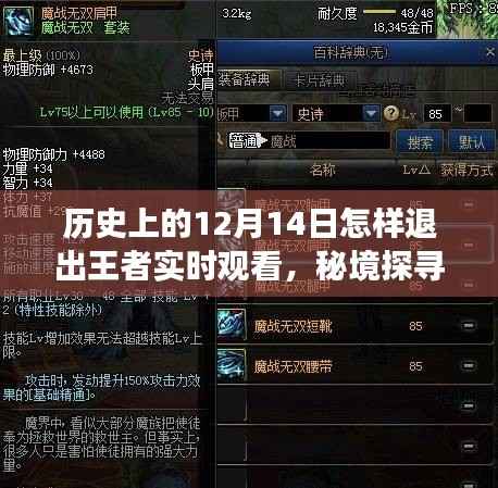 揭秘歷史中的十二月十四日，探尋秘境、退出王者實(shí)時(shí)觀看與巷子深處的秘密