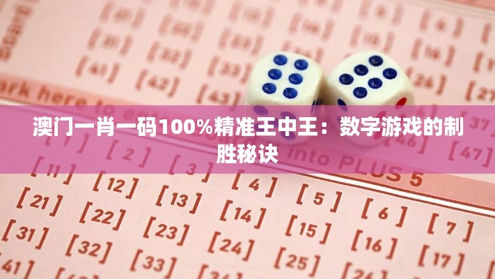 澳門一肖一碼100%精準(zhǔn)王中王：數(shù)字游戲的制勝秘訣