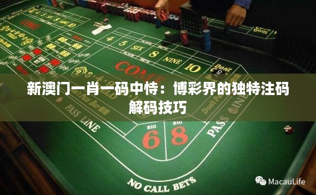 新澳門一肖一碼中恃：博彩界的獨(dú)特注碼解碼技巧