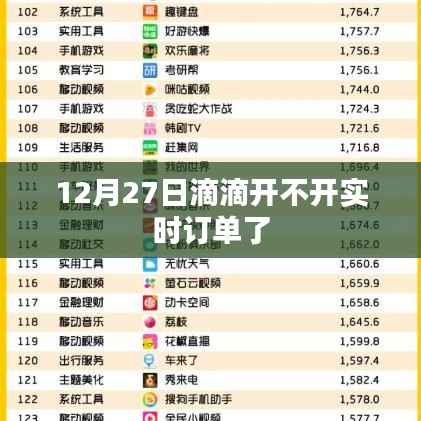 12月27日起滴滴實(shí)時(shí)訂單狀態(tài)變動(dòng)